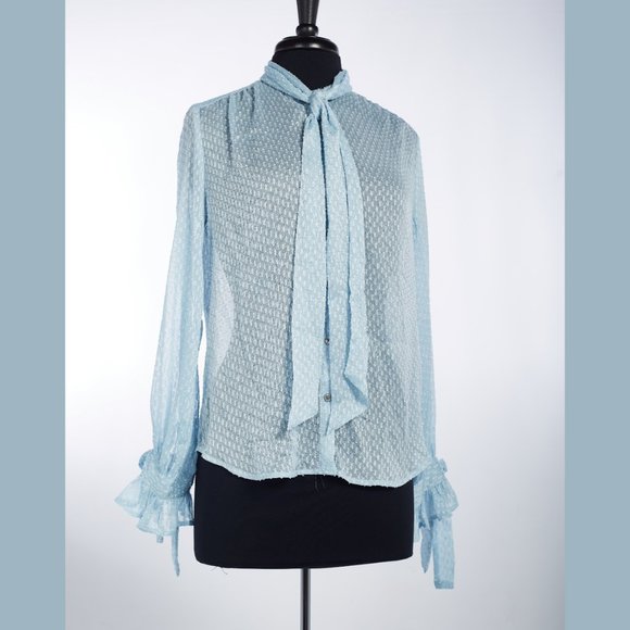 Banana Republic Light Blue Blouse with Bow Tie - Picture 2 of 11